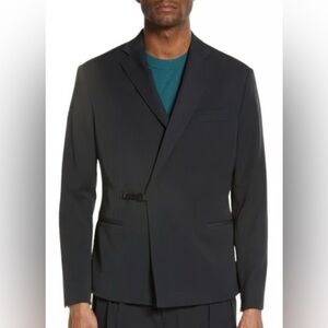 NWT Open Edit Double Breasted Sport Coat w Metal Clasp in Black - Size 44R